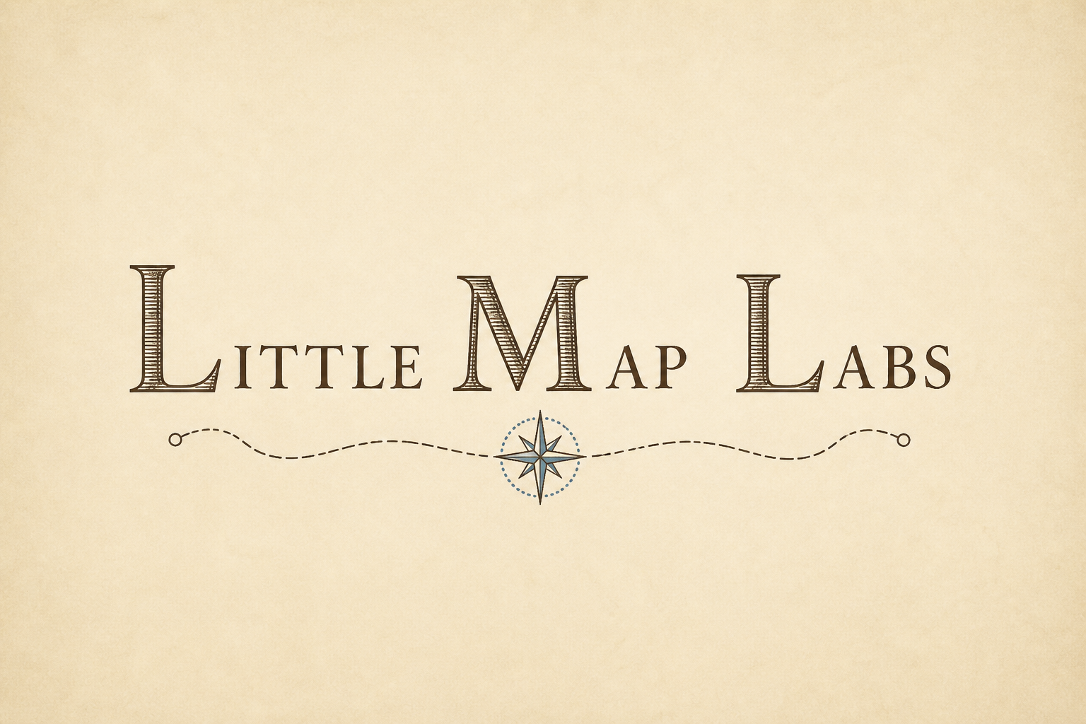 Little Map Labs wordmark with a compass rose and winding route